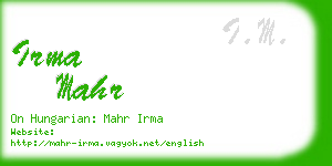 irma mahr business card